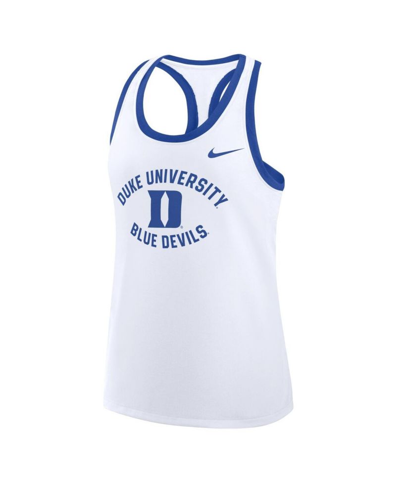 Women's White Duke Blue Devils Uni Name Tri-Blend Dri-FIT Tank Top