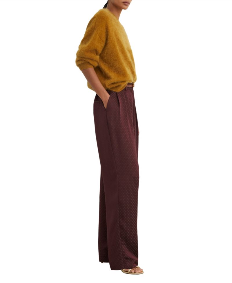 Women's Tilly Double-Pleat Wide-Leg Jacquard Pants