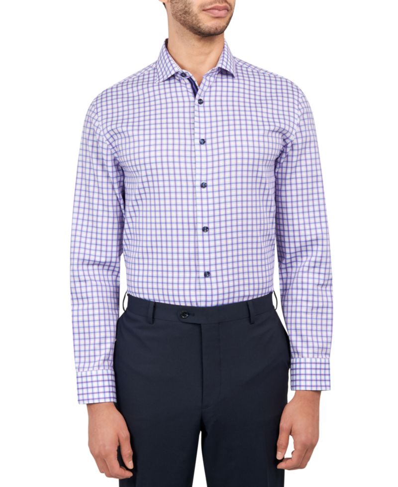 Men's Regular-Fit Windowpane Check Dress Shirt