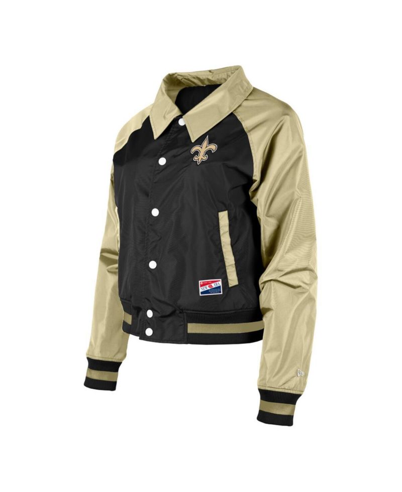 Women's Black New Orleans Saints Coaches Raglan Full-Snap Jacket