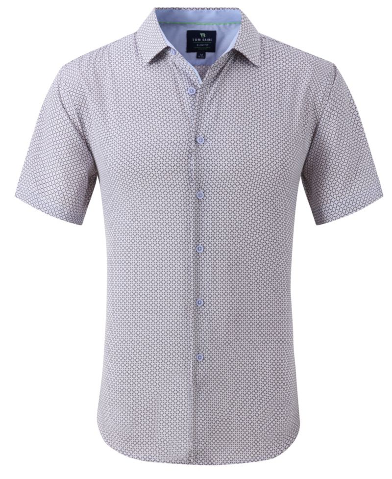 Men's Slim Fit Short Sleeve Performance Button Down Dress Shirt