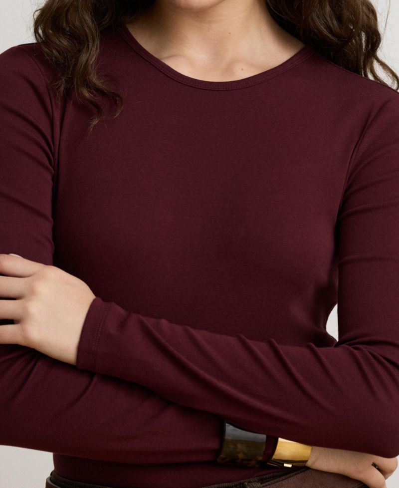 Cotton-Blend Long-Sleeve Top