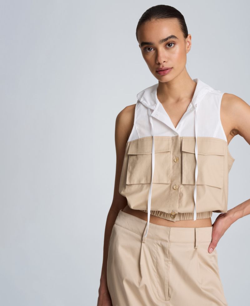 Women's Hooded Sleeveless Crop Top