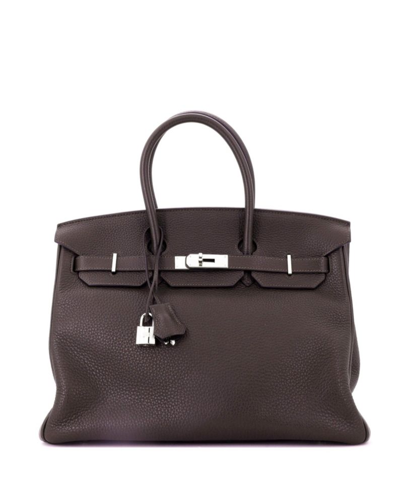 Birkin 35 Handbag Brown Togo with Palladium Hardware