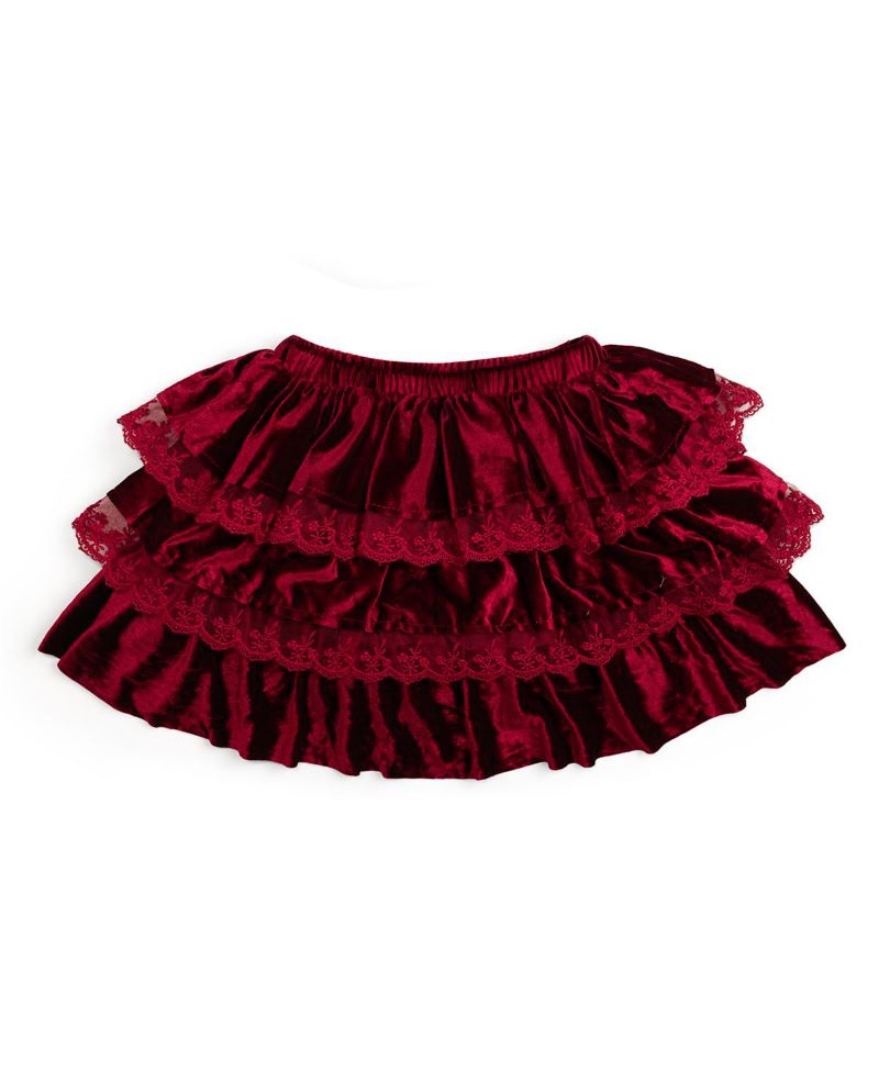 Little and Big Girls Ruby Red Velvet Tiered Christmas Tutu Skirt