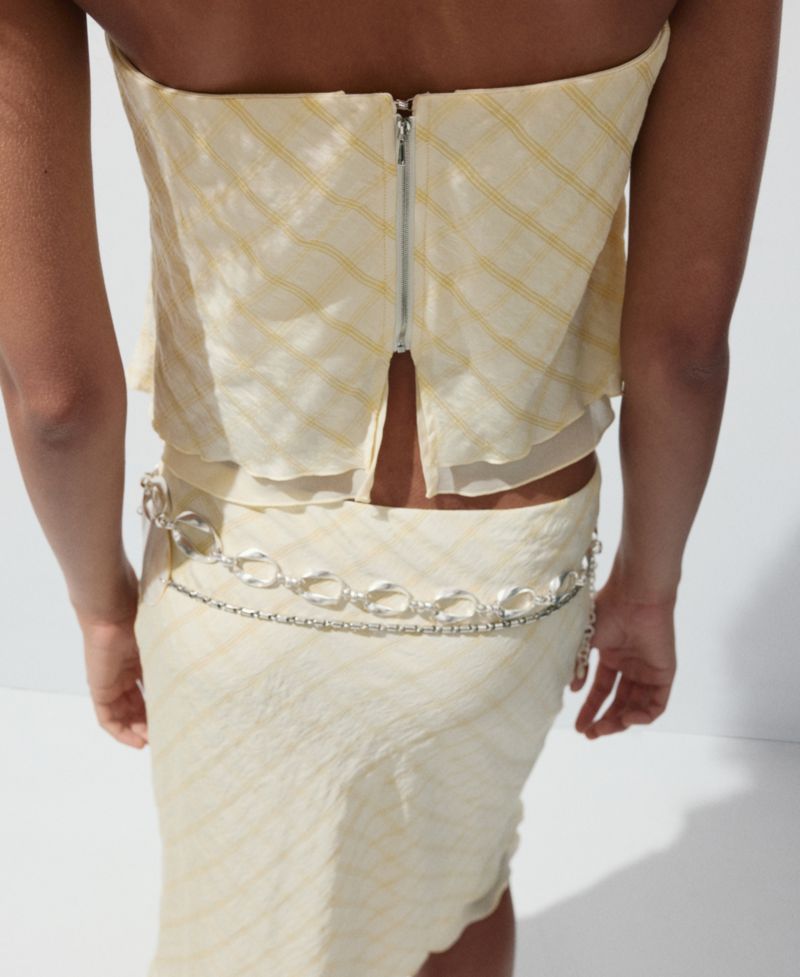 Women's Strapless Checkered Top