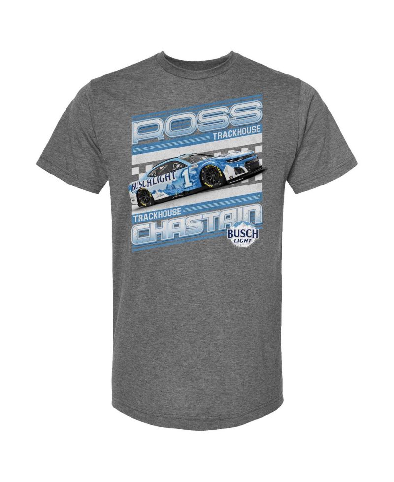 Men's Heather Charcoal Ross Chastain Busch Light Car T-Shirt