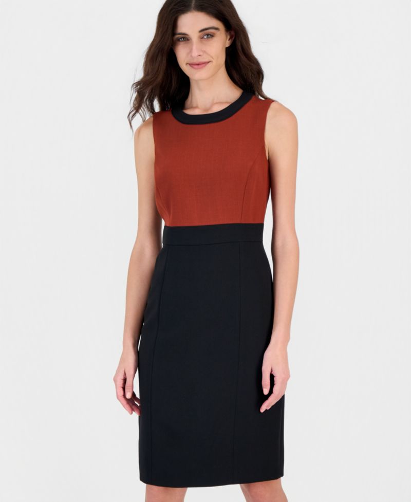 Women's Sleeveless Contrast Bodice Sheath Dress