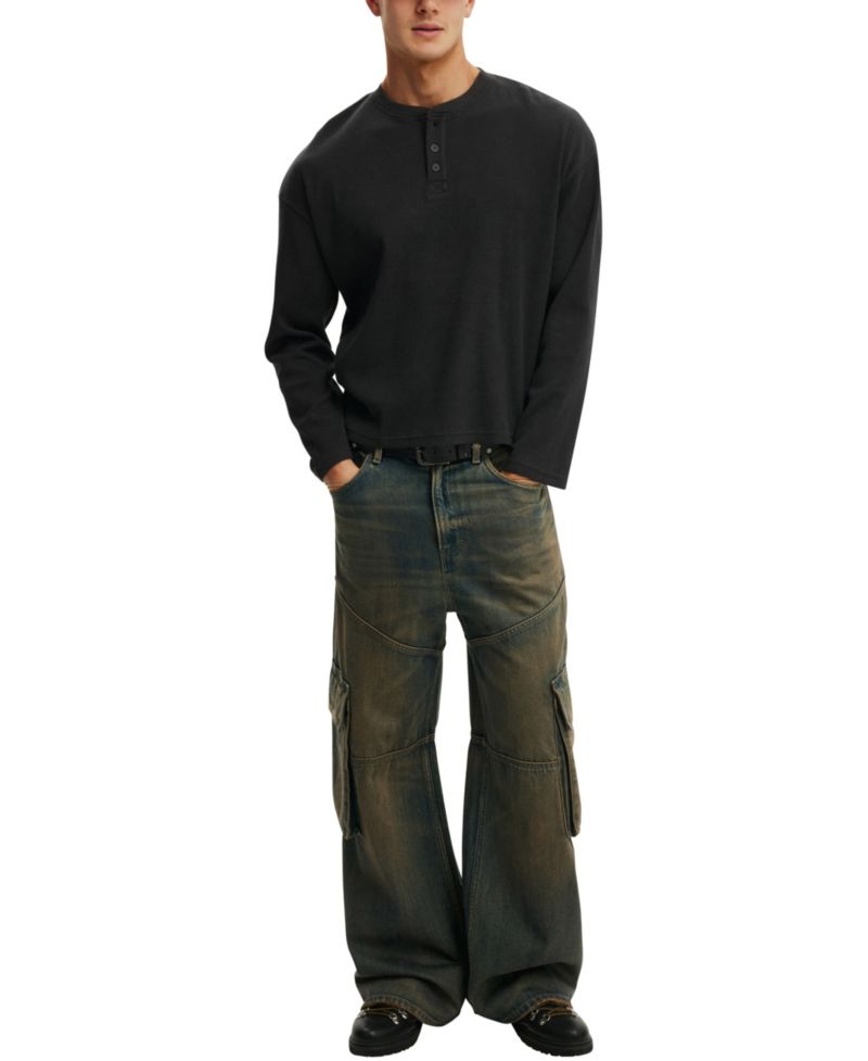 Men's Modern-Fit Textured Henley T-Shirt