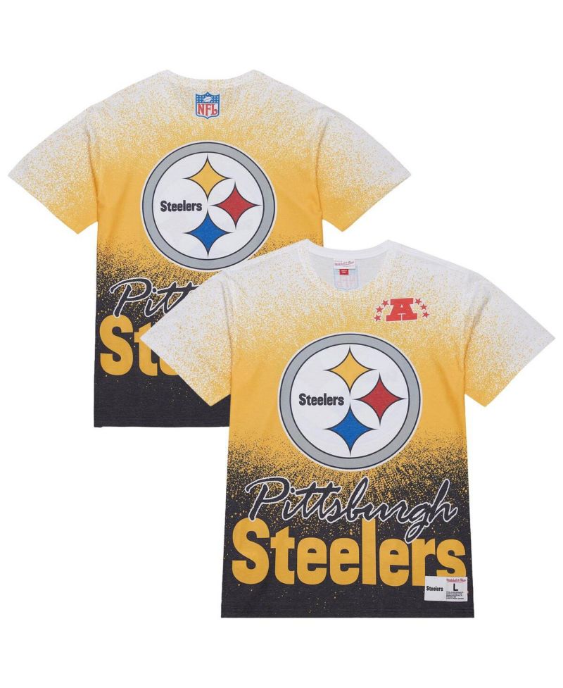 Men's White Pittsburgh Steelers Team Burst Vintage Logo T-Shirt
