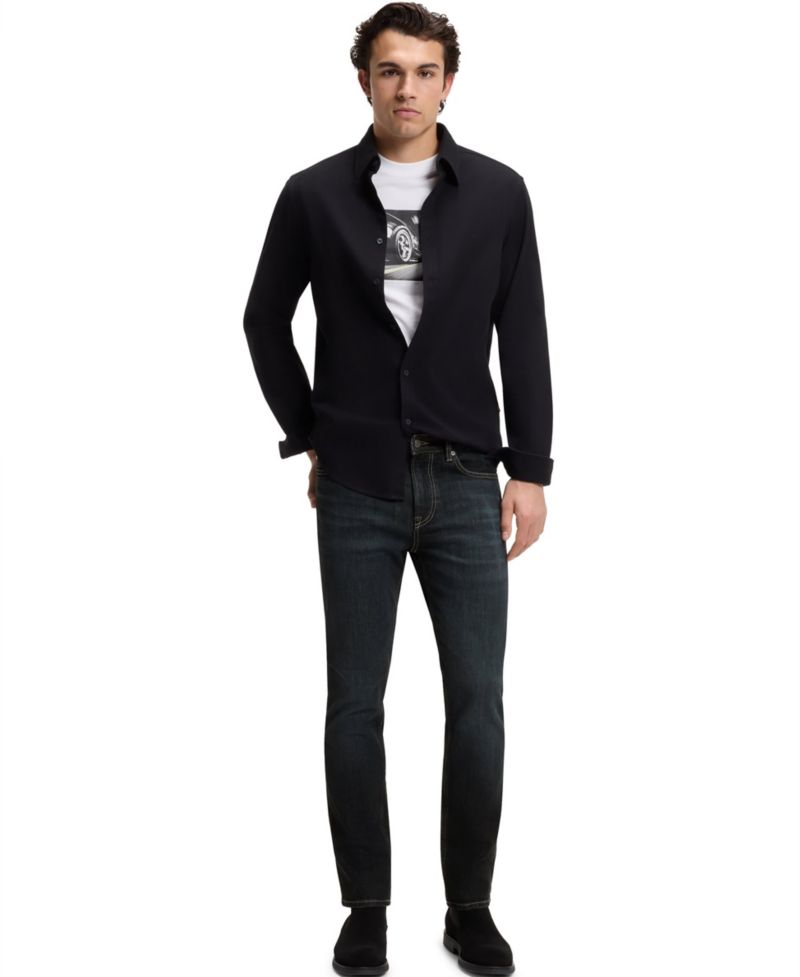 Men's Slim-Fit Contrast Stitching Jeans