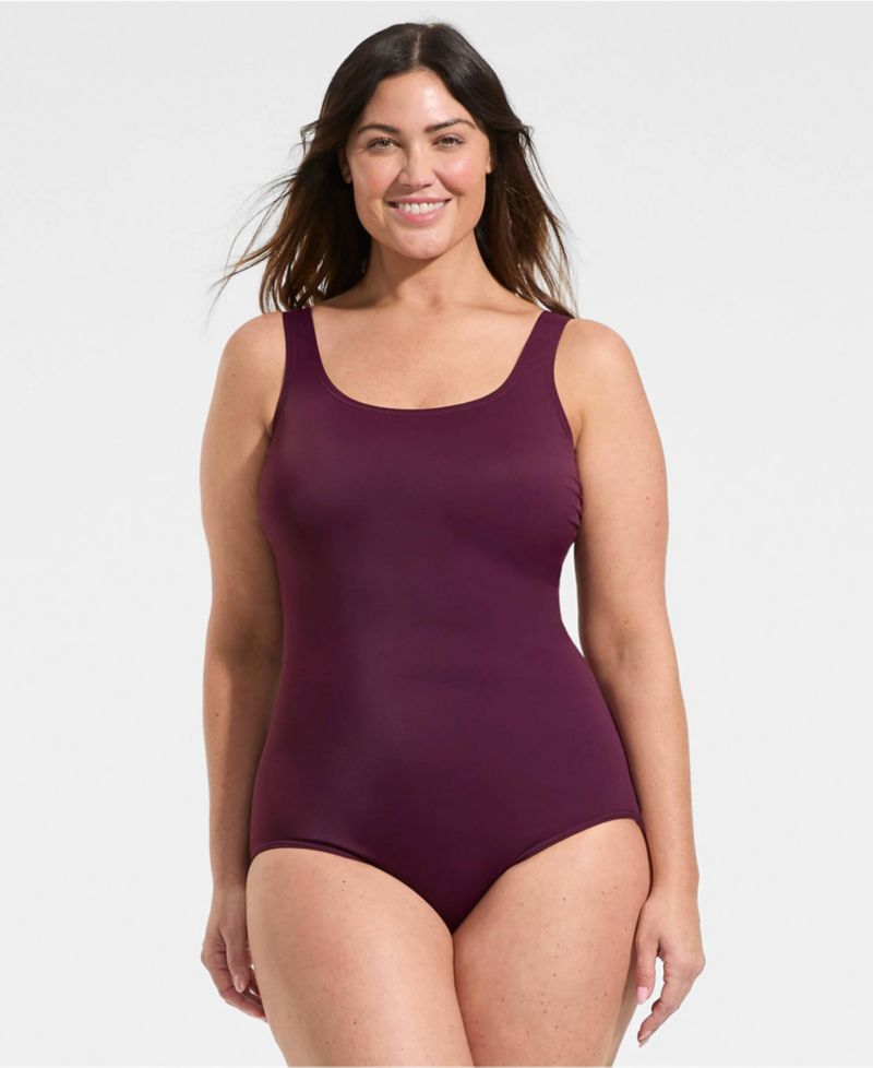 Plus Size Chlorine Resistant Soft Cup Tugless Sporty One Piece Swimsuit