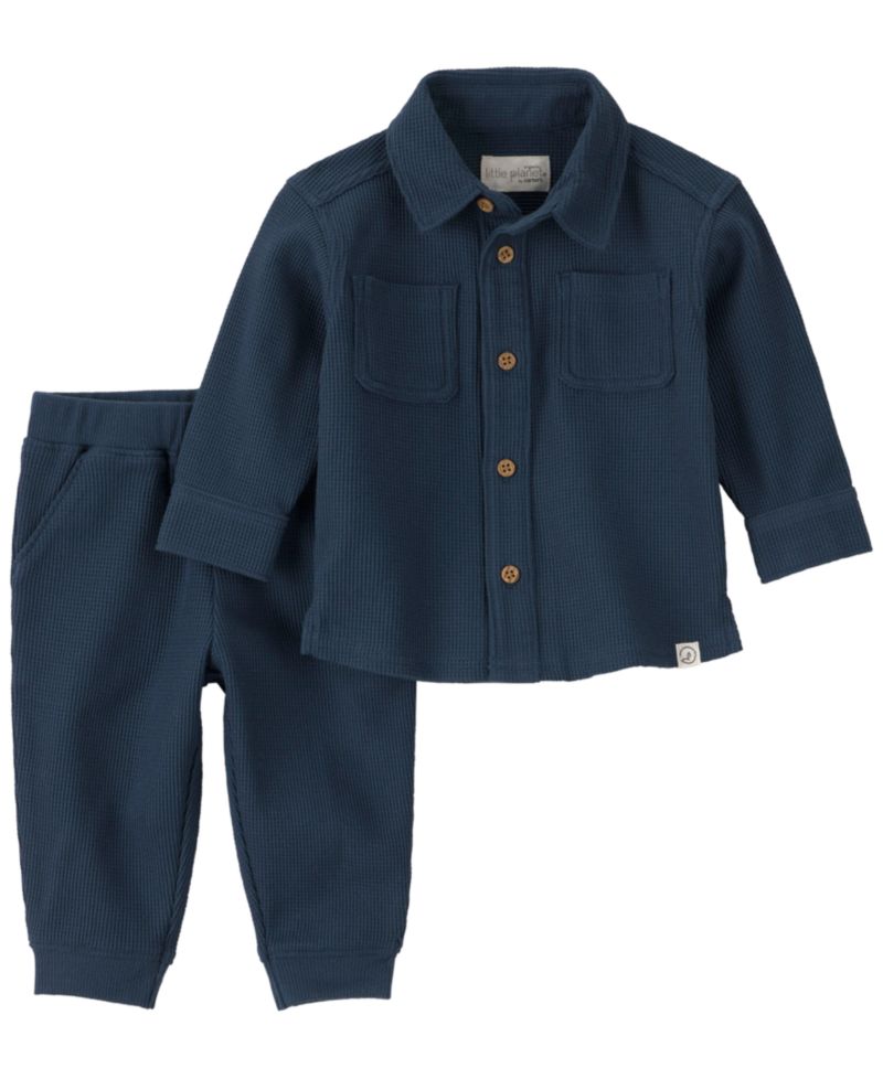 Baby Boys' Waffle-Knit Long-Sleeve Top and Pants, 2-Piece Set