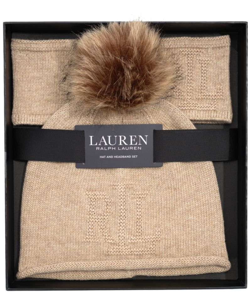 Texture Logo Headband and Beanie Set