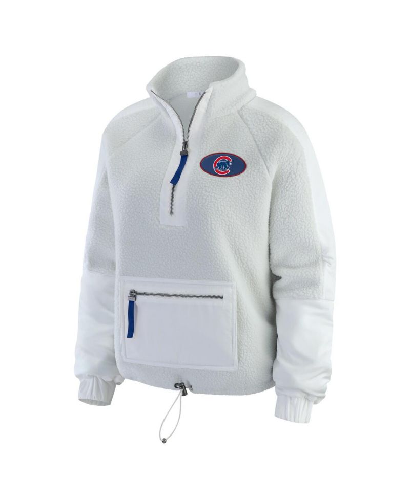Women's Gray Chicago Cubs Polar Fleece Quarter-Zip Jacket