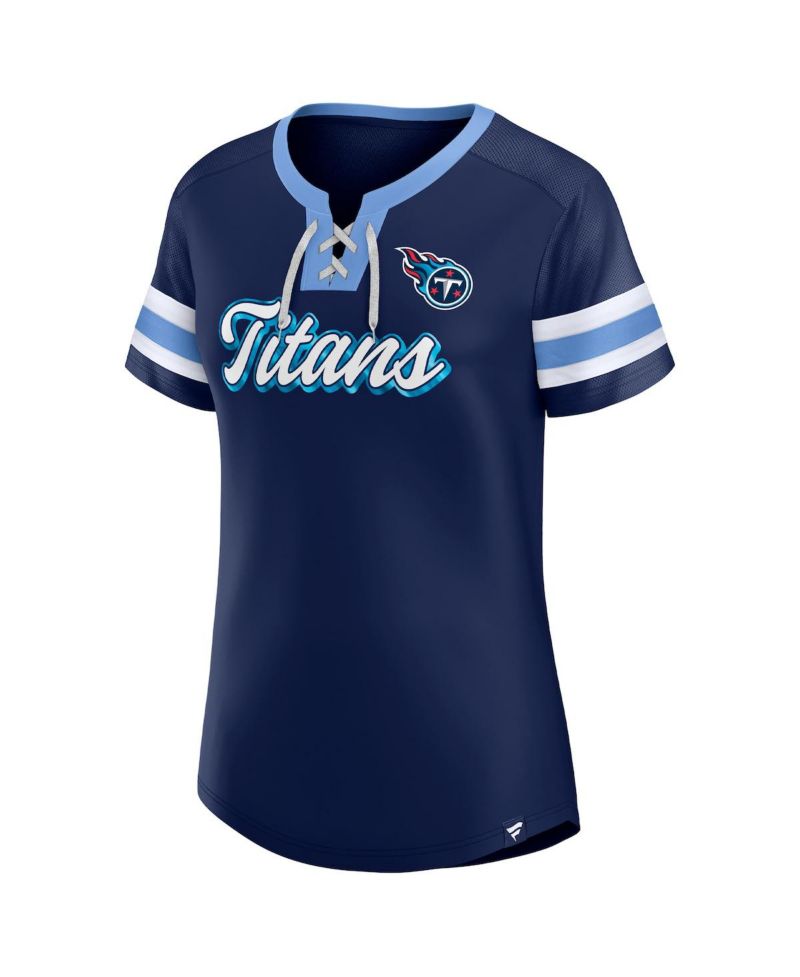 Women's Navy Tennessee Titans Original State Lace-Up T-shirt