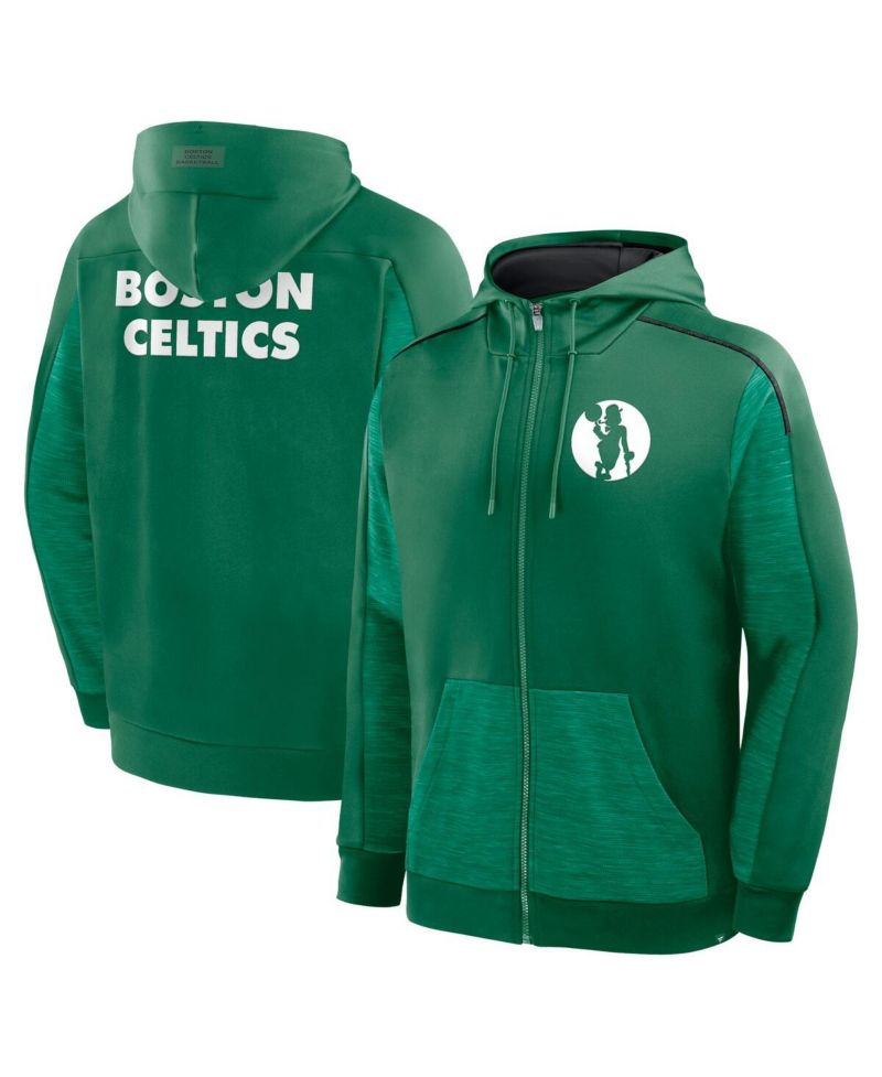 Men's Kelly Green Boston Celtics Back Door Cut Play Defender Full-Zip Hoodie