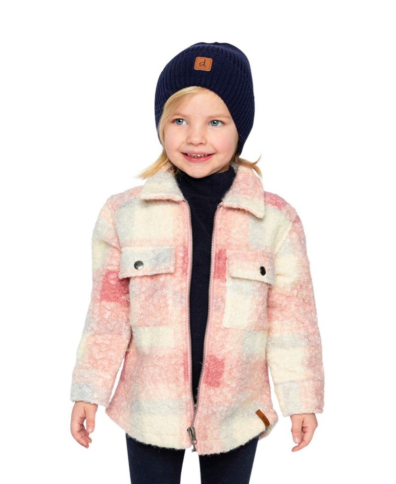 Big Girls Zipped Plaid Overshirt with Chest Pockets