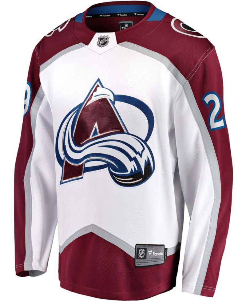 Men's Nathan MacKinnon White Colorado Avalanche Away Premier Breakaway Player Jersey