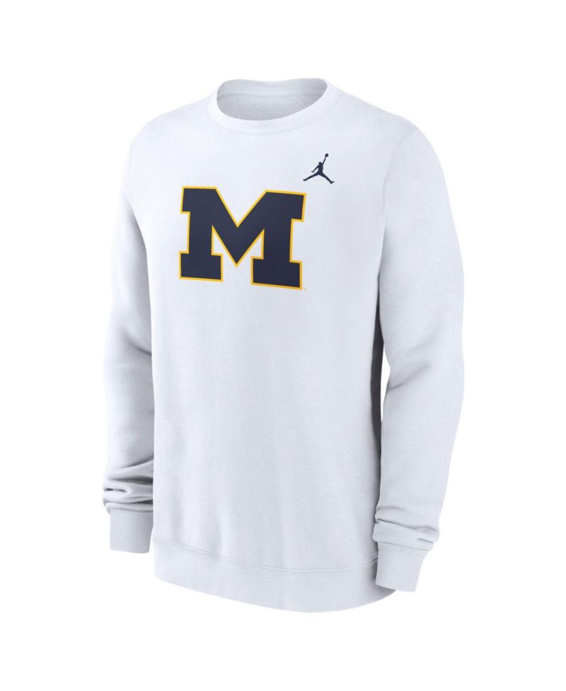 Men's White Michigan Wolverines Primetime Fleece Pullover Sweatshirt