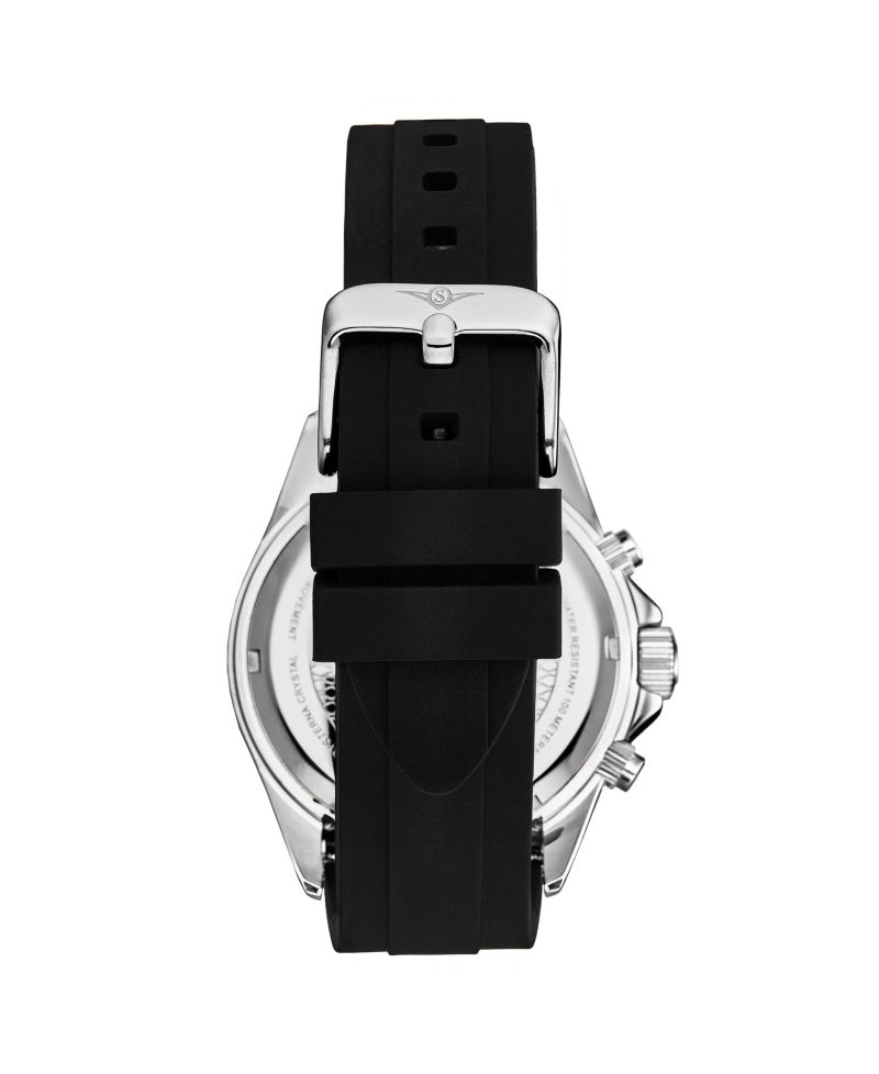 Aquamaster 4050 Men's 43mm VK63 Meca-Quartz Chronograph Watch, Ice Blue Sunray Dial, Black Tachymeter Bezel, Black Silicone Strap, 100M WR