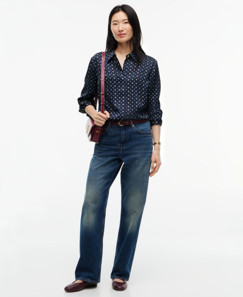 Women's Fluid Floral-Print Long-Sleeve Blouse