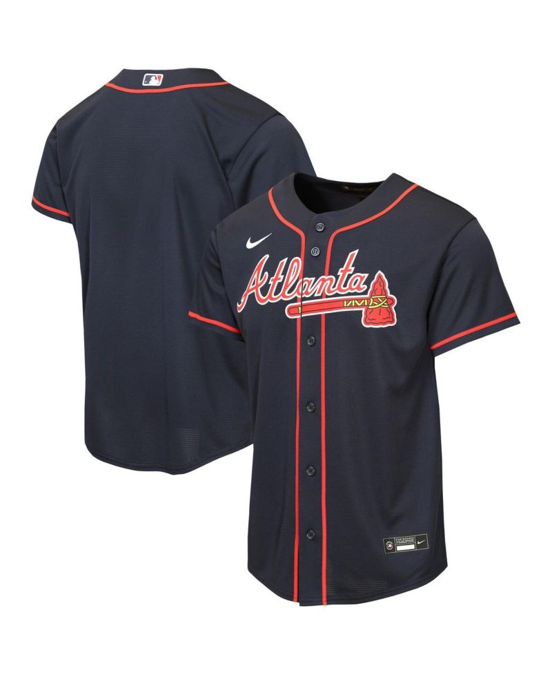 Big Boys and Girls Navy Atlanta Braves Alternate Replica Jersey