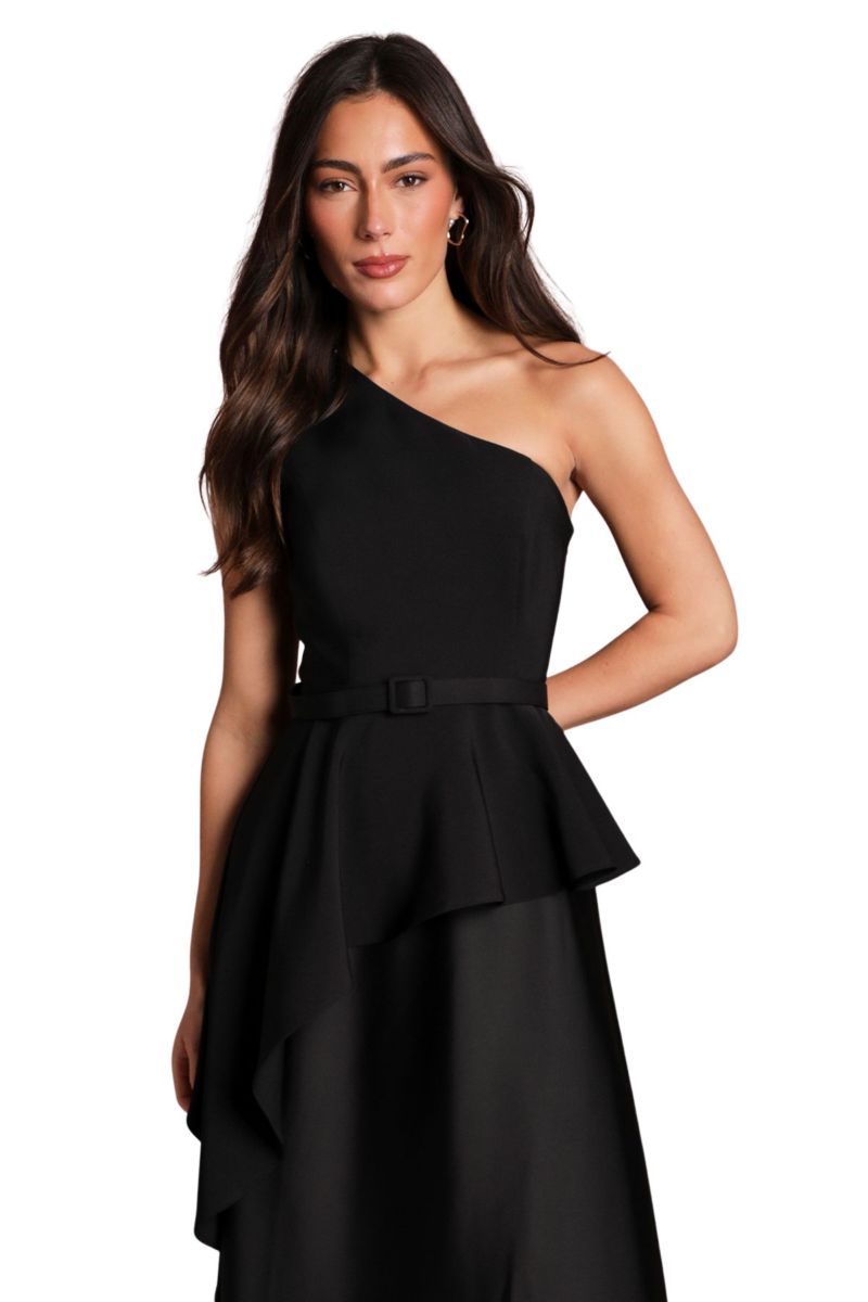 Women's One Shoulder Satin Maxi Dress
