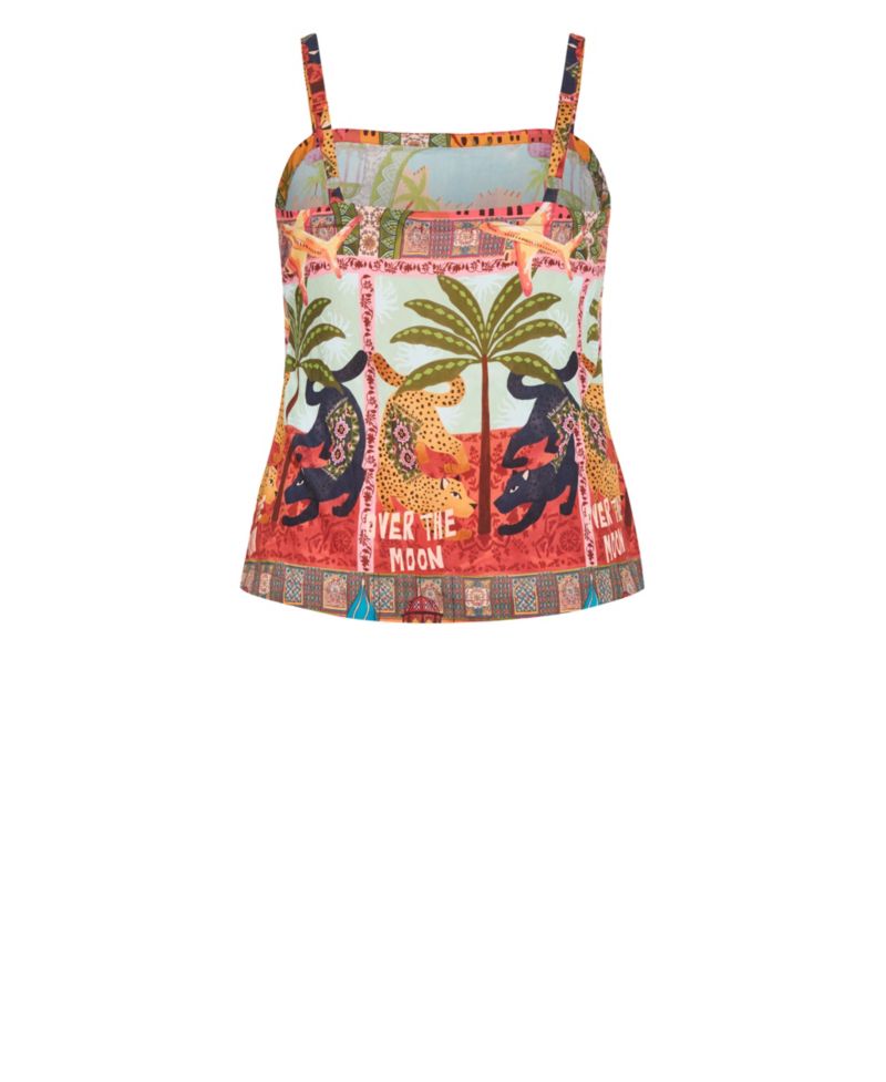 Plus Size Capri Paradise Square Neck Crinkle-Print Camisole