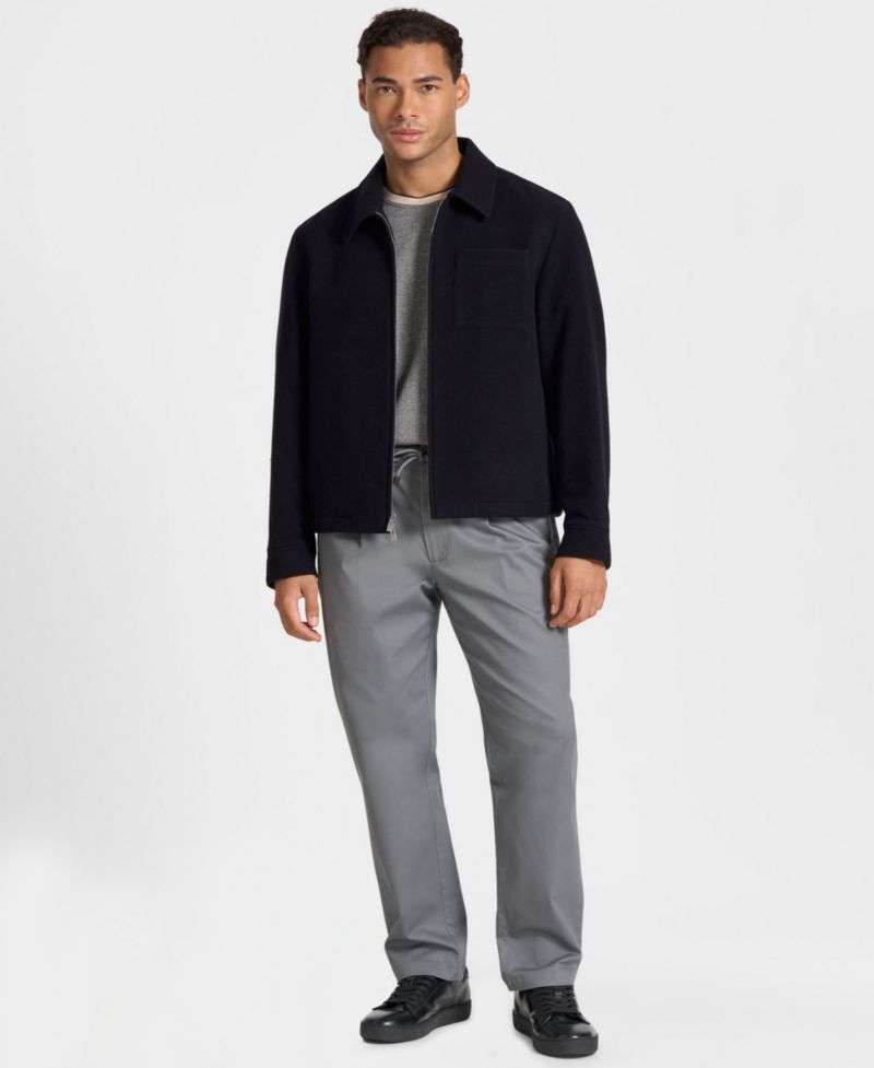 Men's Wool-Blend Zip-Front Point Collar Jacket