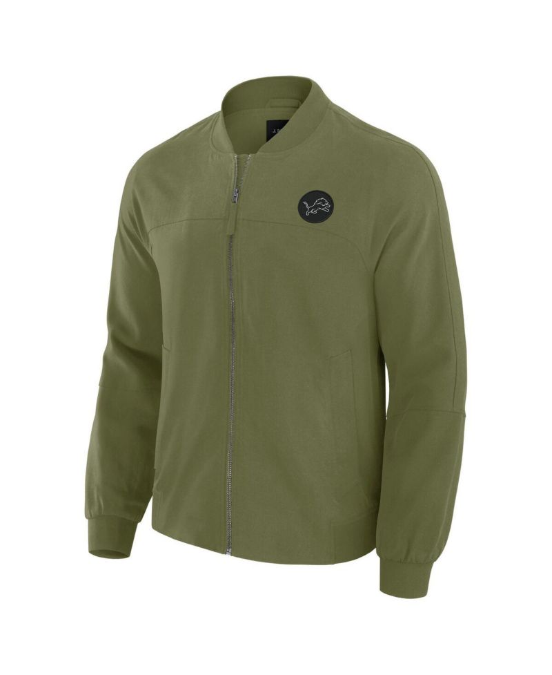Men's Olive Detroit Lions Lightweight Cover-4 Tri-Blend Full-Zip Jacket