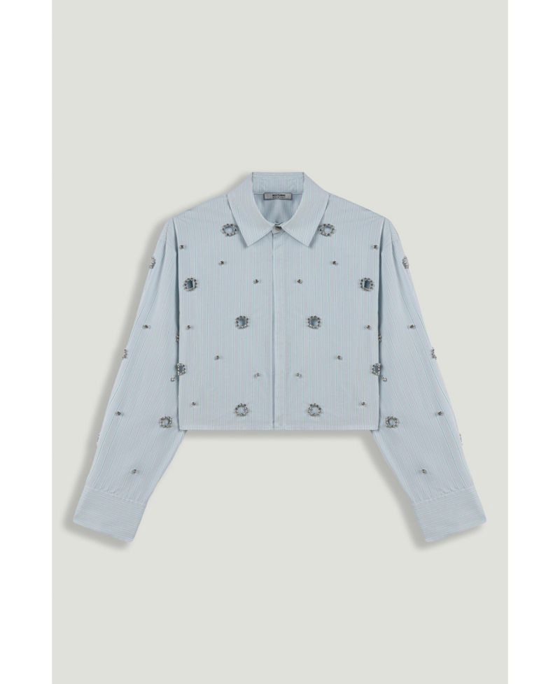Women's Stone Detail Crop Shirt