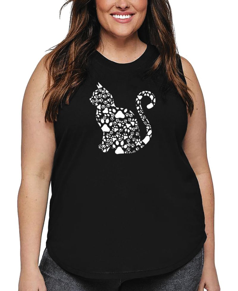 Plus Size Cat Claws Word Art Tank Top