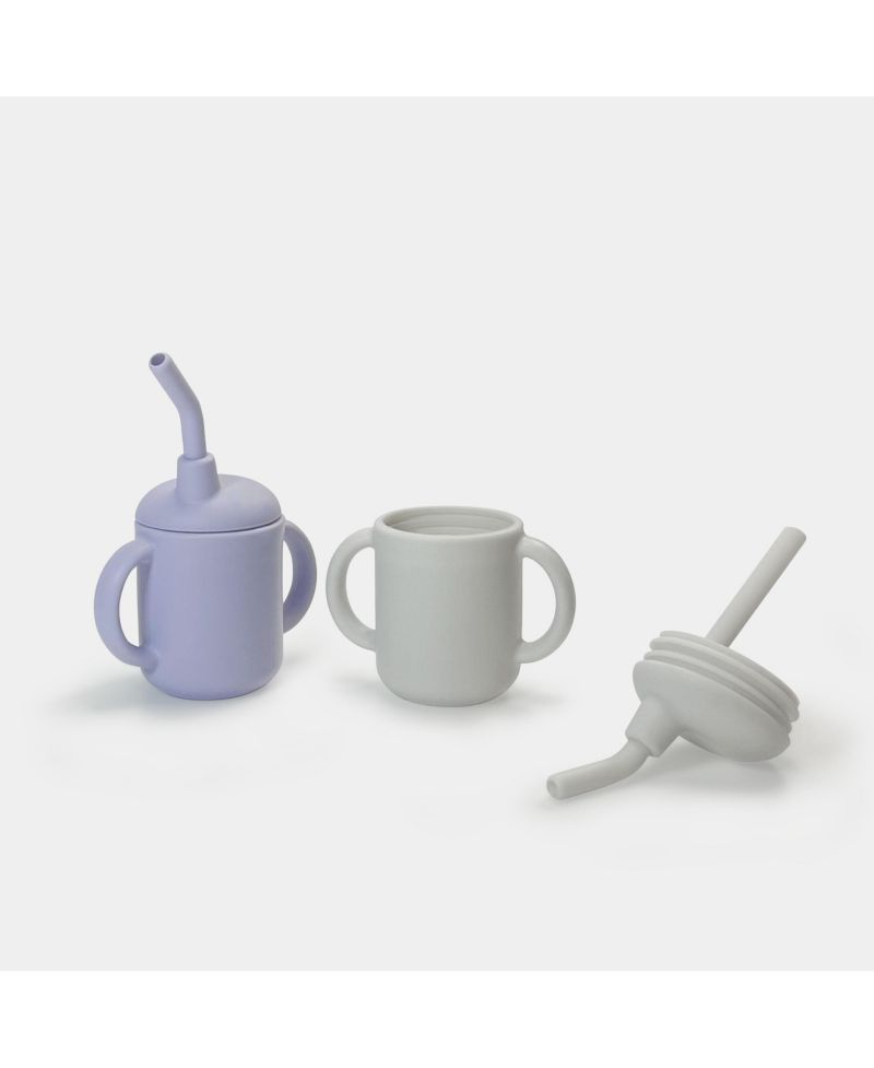 Toddler SiliSippy Baby Silicone Sippy Cup with Handles & Straw, Microwave safe