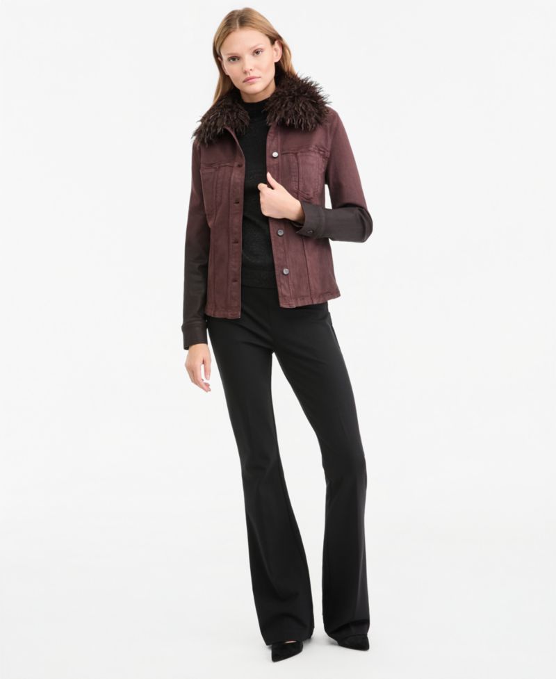 Women's Katherine Denim Removable Faux-Fur Collar Jacket, Macy's Exclusive