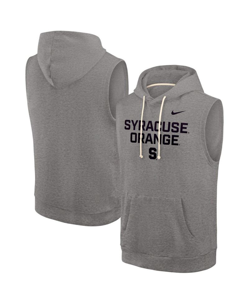 Men's Heather Gray Syracuse Orange Sleeveless Pullover Hoodie