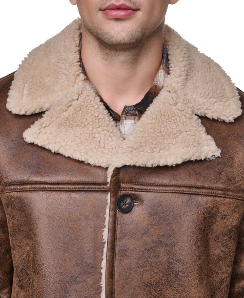 Men's Full Length Faux Shearling Jacket
