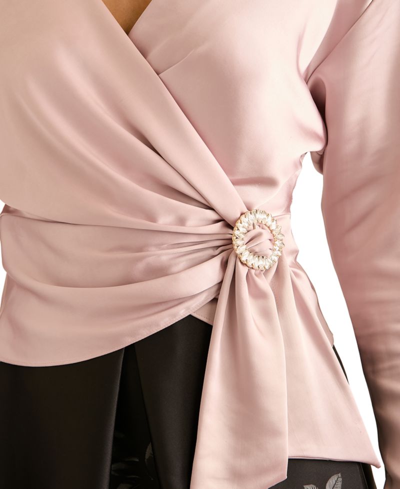 Plus Size V-Neck Wrap Blouse