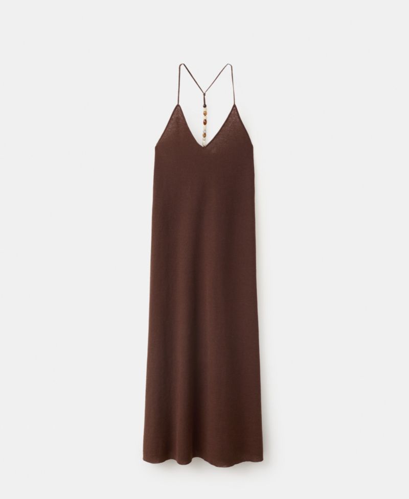 Women's Beads Knit V-Neck Dress