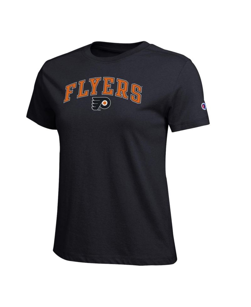 Women's Black Philadelphia Flyers Arch Mascot Logo T-Shirt