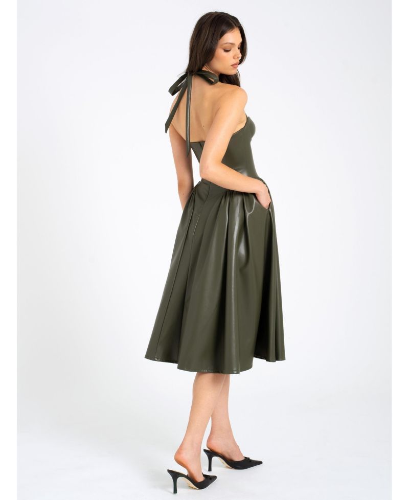 Women's Eliana Olive Faux Leather Dress