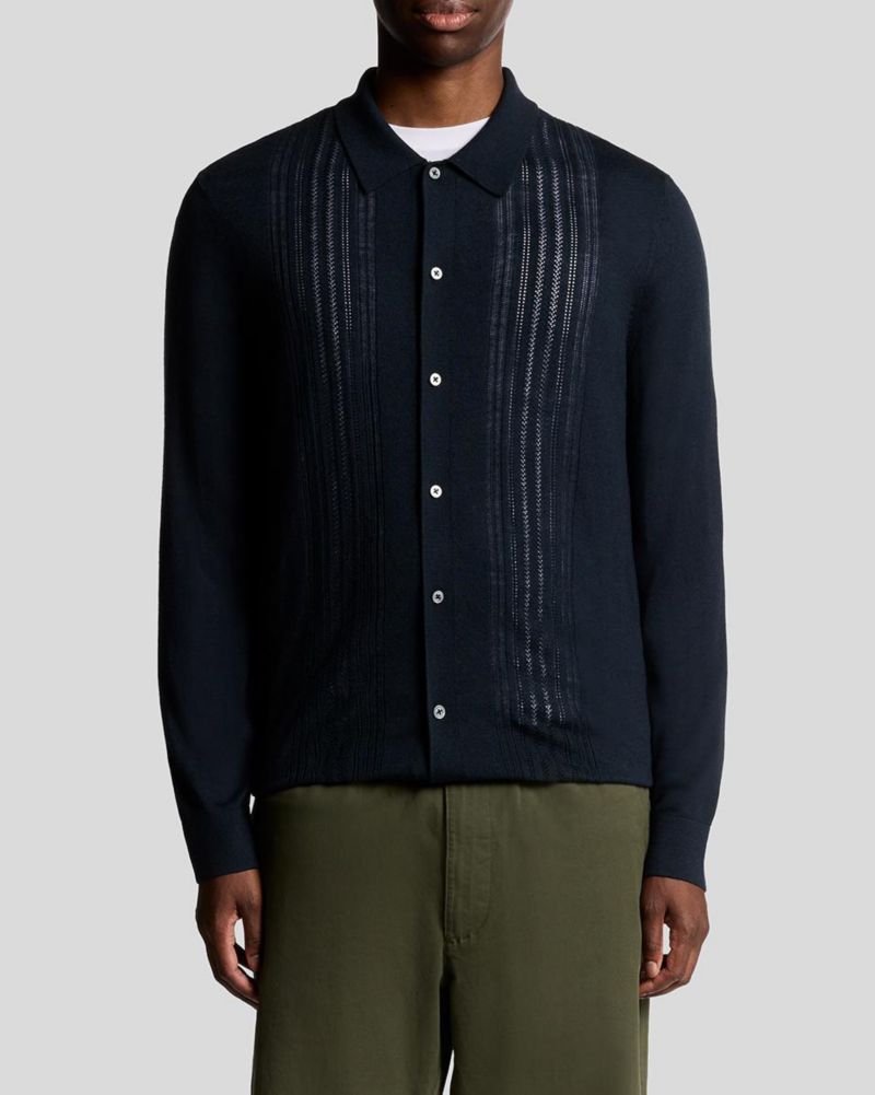 Men's Long Sleeve Cable Knitted Shirt