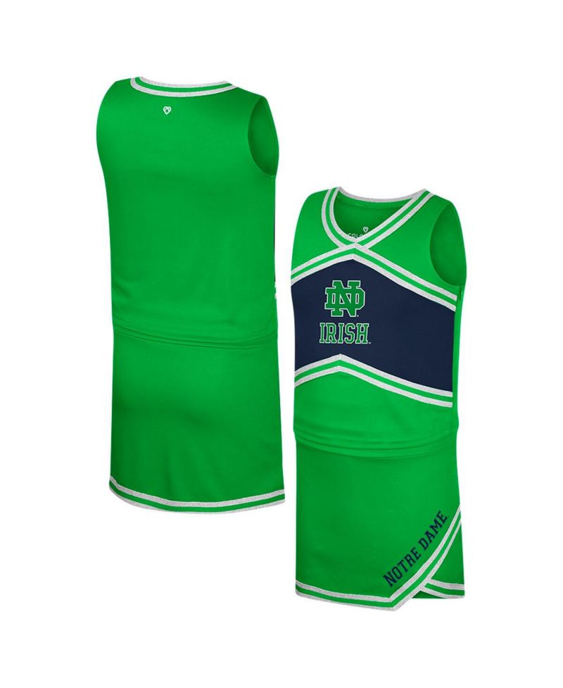 Big Girls Green Notre Dame Fighting Irish Cheerleader Top Skirt Set