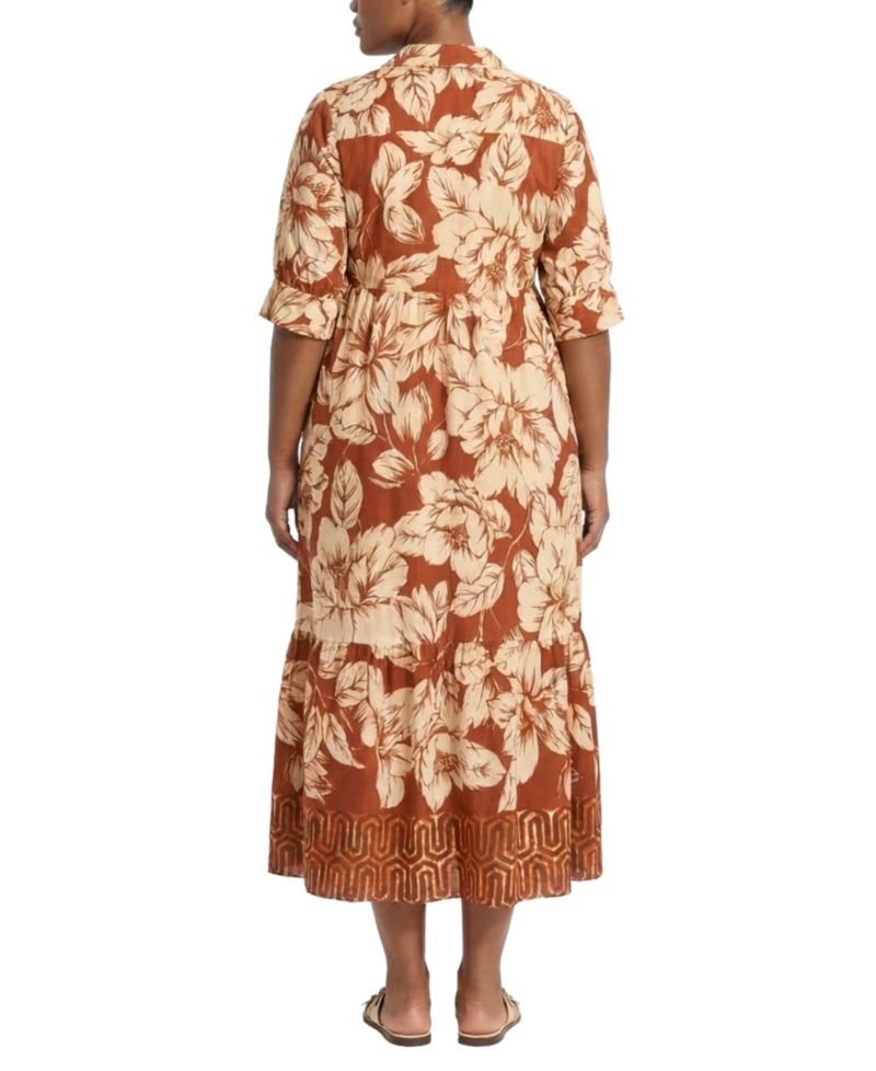 Plus Size Collared A-Line Midi Dress