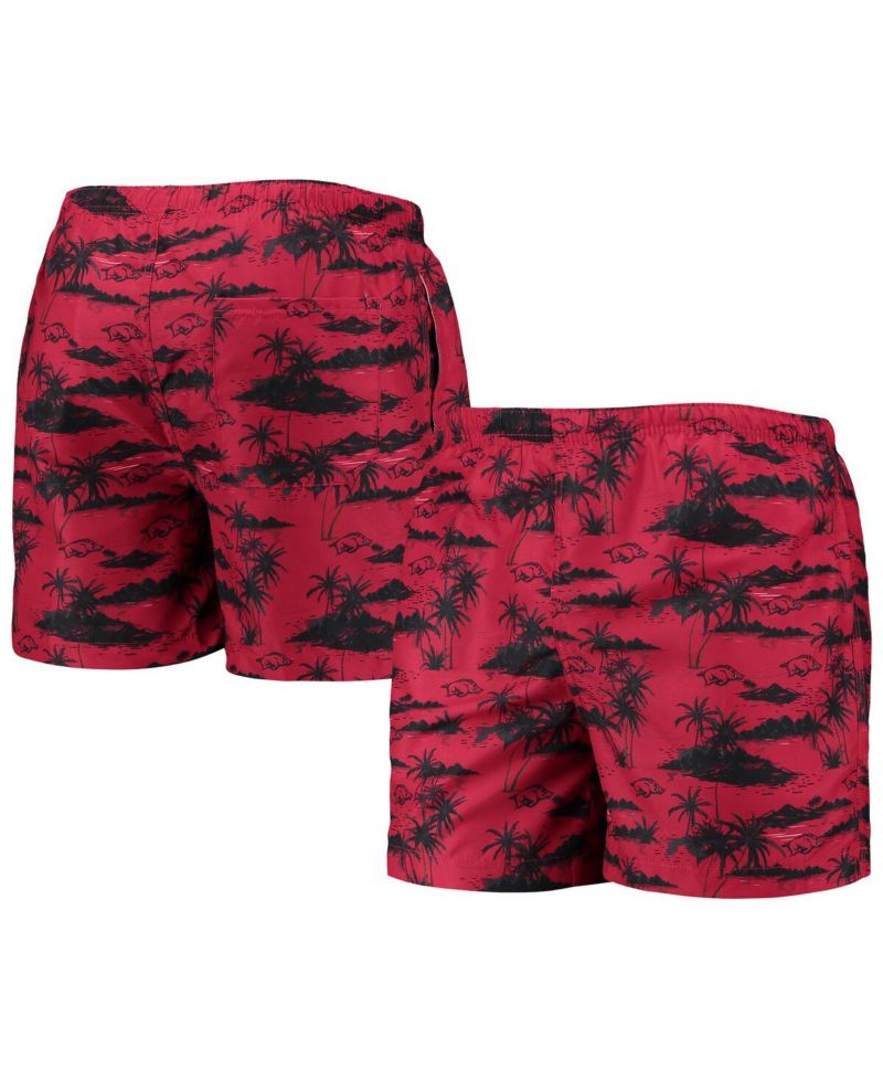 Men's Cardinal Arkansas Razorbacks Island Palm Swim Trunks