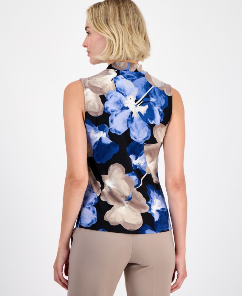 Petite Surplice-Neck Sleeveless Top