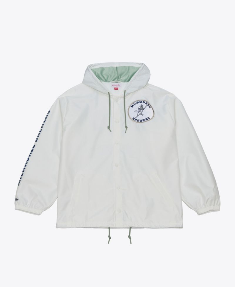 Men's Milwaukee Brewers Yacht Rock Hooded Full-Snap Windbreaker Jacket