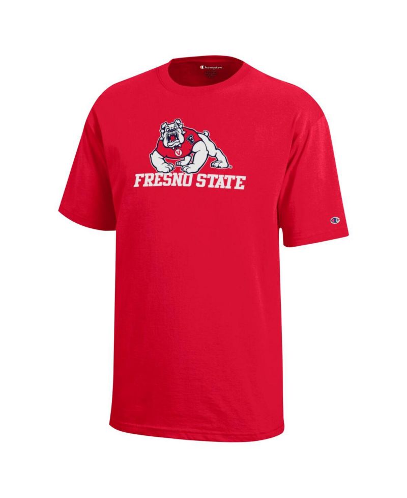 Big Boys and Girls Red Fresno State Bulldogs Arch Over Logo T-Shirt
