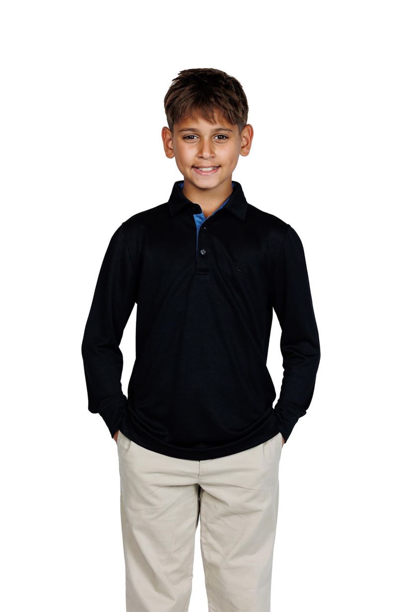 Big Boys Solid Modal Long Sleeve Polo Shirts