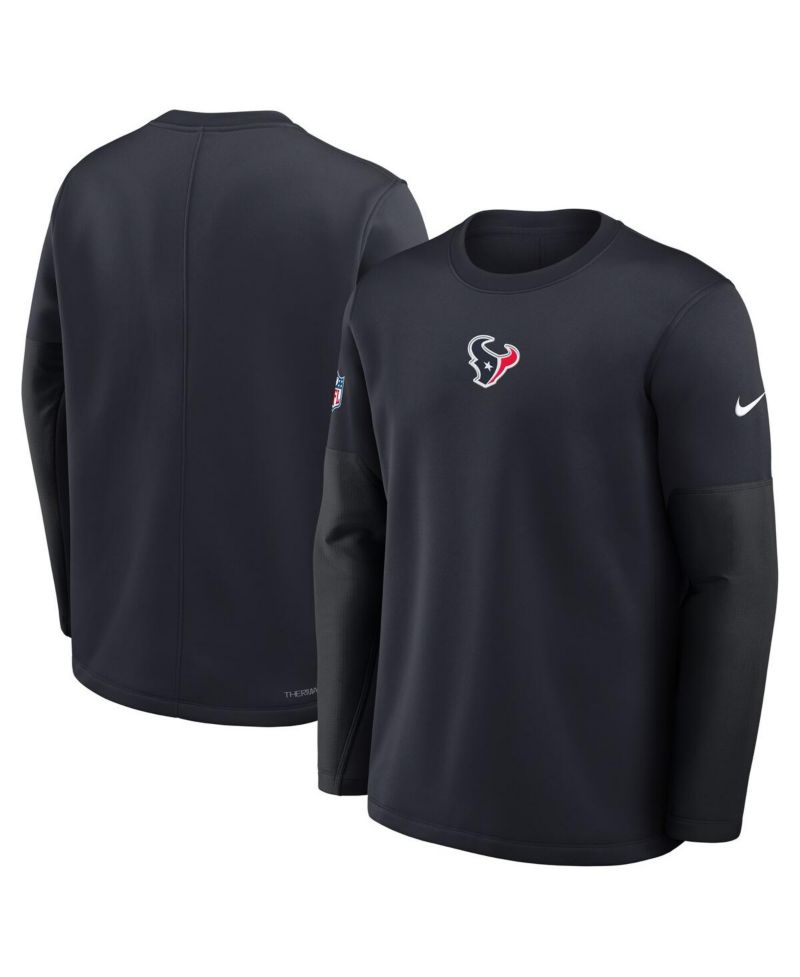 Men's Navy Houston Texans Sideline Coach Therma-FIT Long Sleeve T-Shirt
